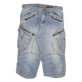 TOM TOMPSON Mens Shorts Blue Cargo L W30 Zip Pockets Cotton Blend Relaxed