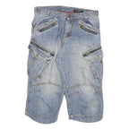 TOM TOMPSON Mens Shorts Blue Cargo L W30 Zip Pockets Cotton Blend Relaxed