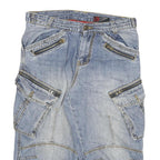 TOM TOMPSON Mens Shorts Blue Cargo L W30 Zip Pockets Cotton Blend Relaxed