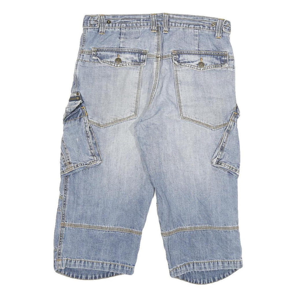 TOM TOMPSON Mens Shorts Blue Cargo L W30 Zip Pockets Cotton Blend Relaxed