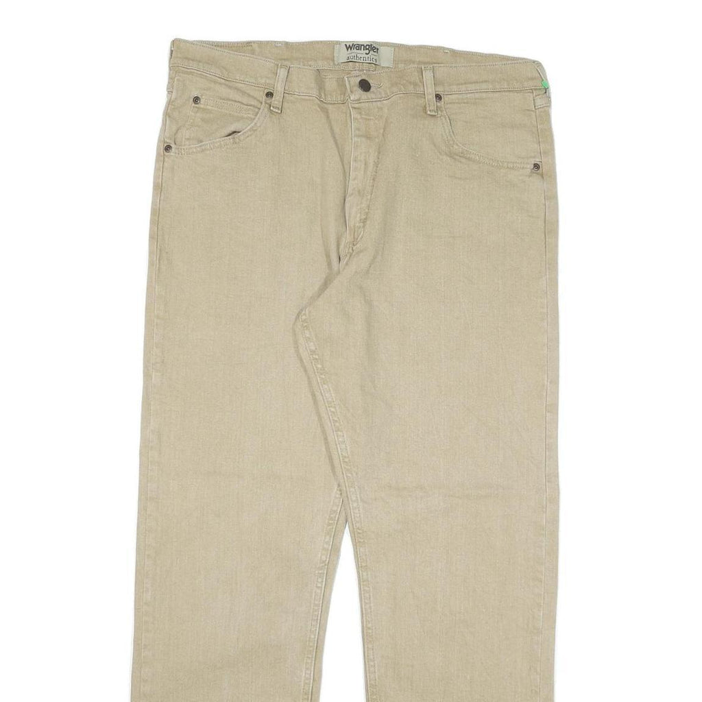 WRANGLER Mens Jeans Beige Cotton Blend Regular Straight Zip W36 L31 Authentic