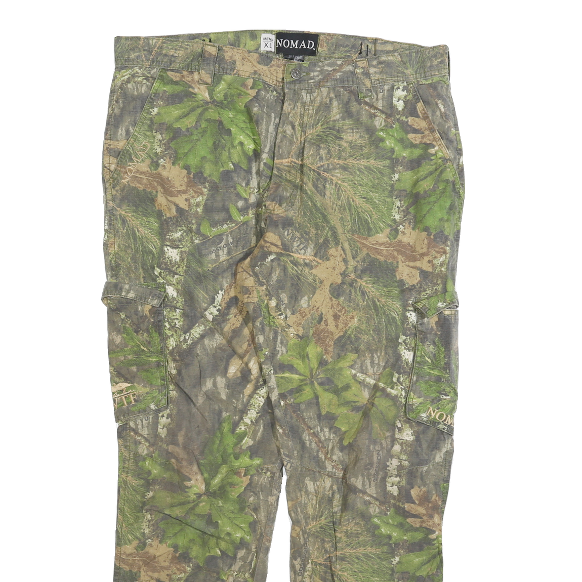 NOMAD Mens Cotton Blend Green & Brown Camouflage Regular Cargo Trousers W38 L30