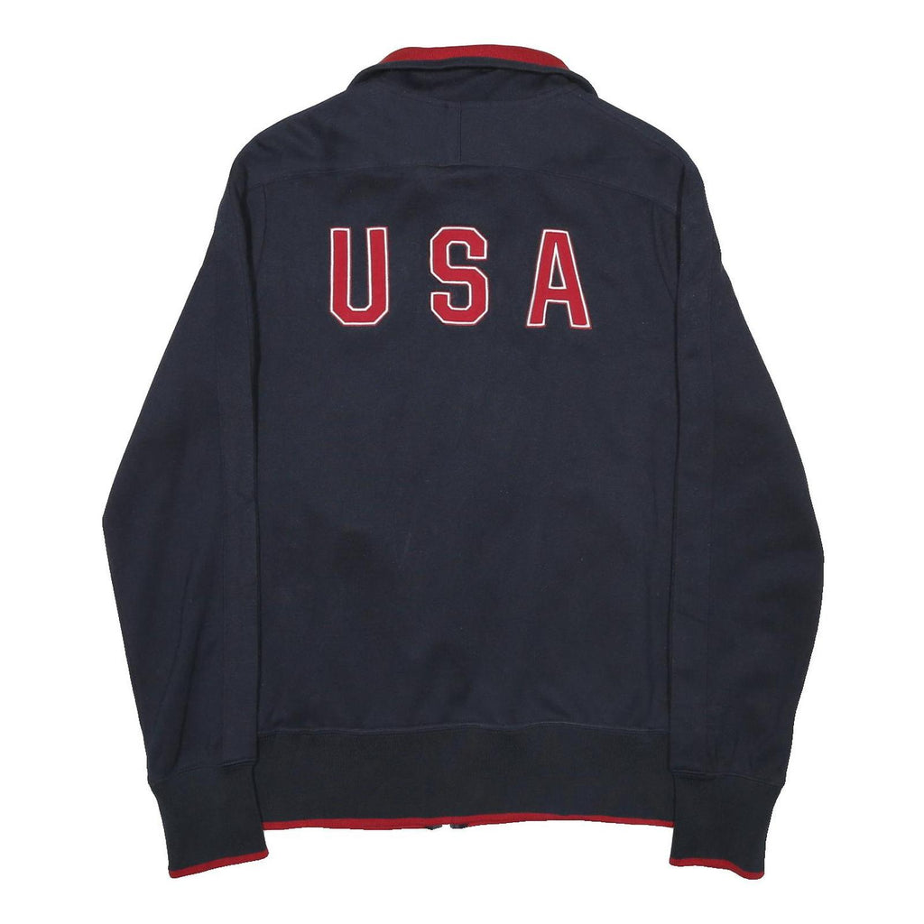 NIKE Womens Navy Blue Red United States Olympic Team Zip Jacket L Cotton Blend
