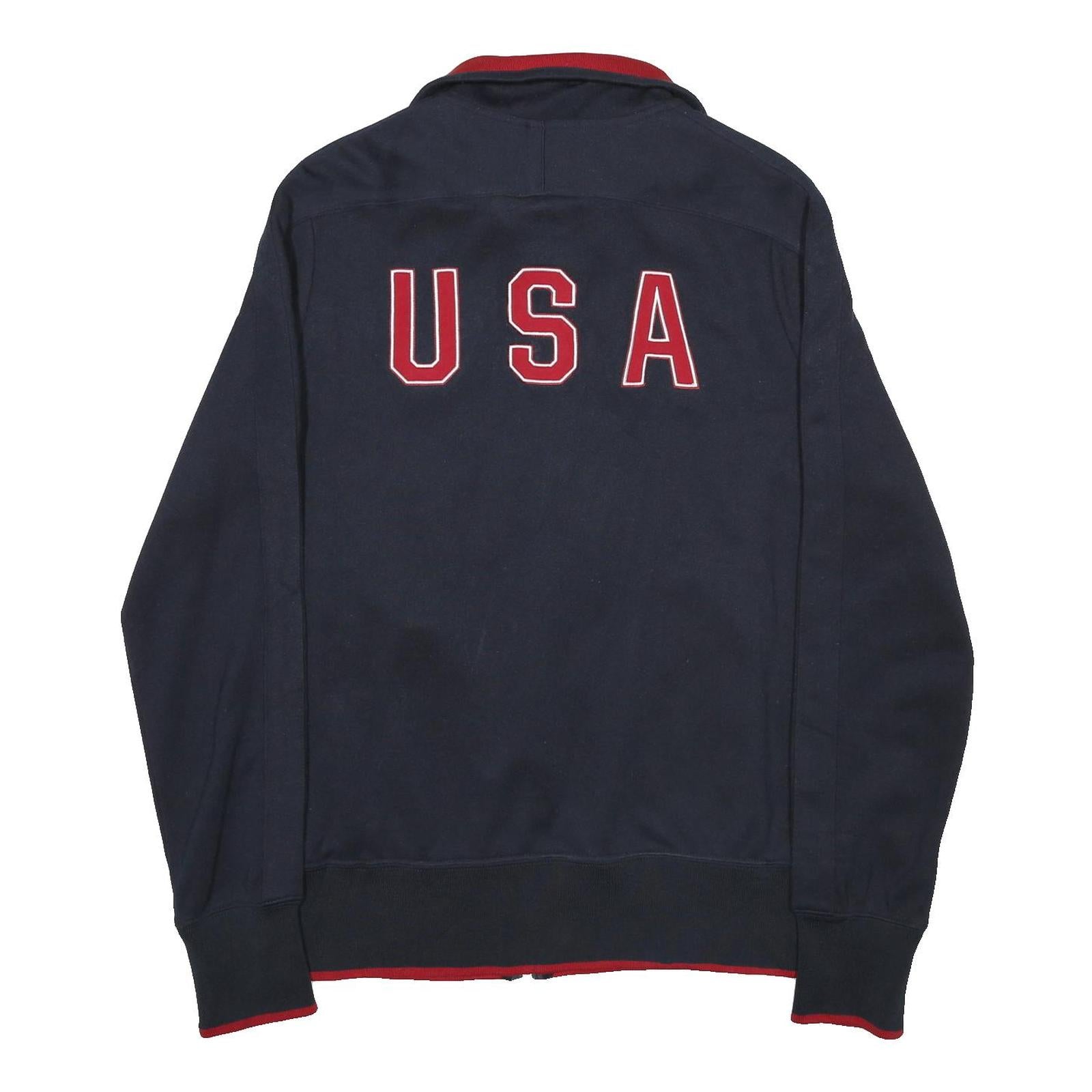 NIKE Womens Navy Blue Red United States Olympic Team Zip Jacket L Cotton Blend