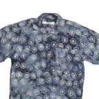 JOCKEY Mens Blue Pattern Geometric Cotton Short Sleeve Shirt L Casual Summer