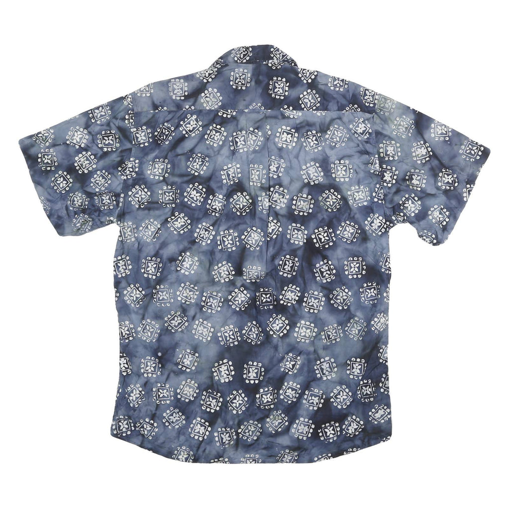 JOCKEY Mens Blue Pattern Geometric Cotton Short Sleeve Shirt L Casual Summer
