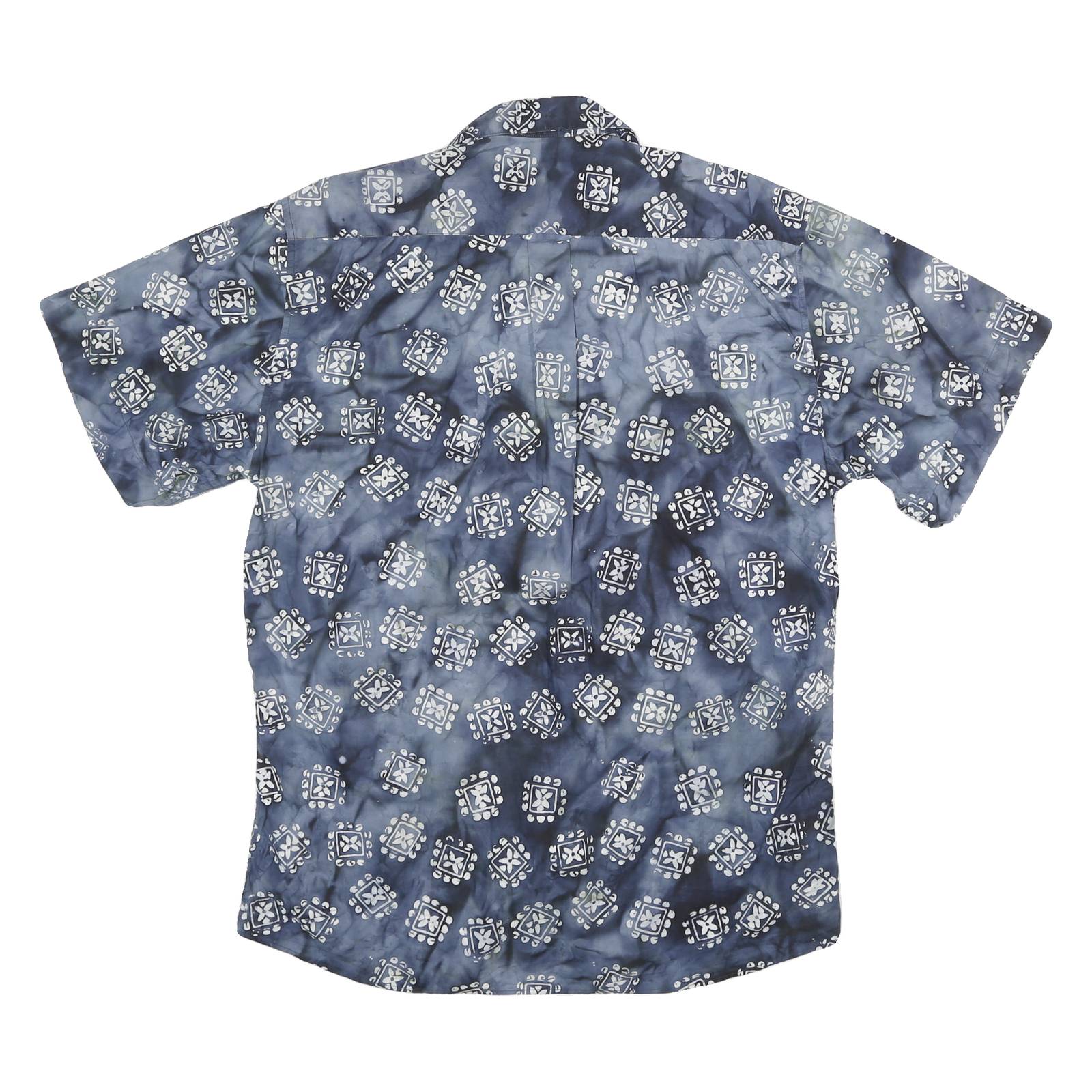 JOCKEY Mens Blue Pattern Geometric Cotton Short Sleeve Shirt L Casual Summer