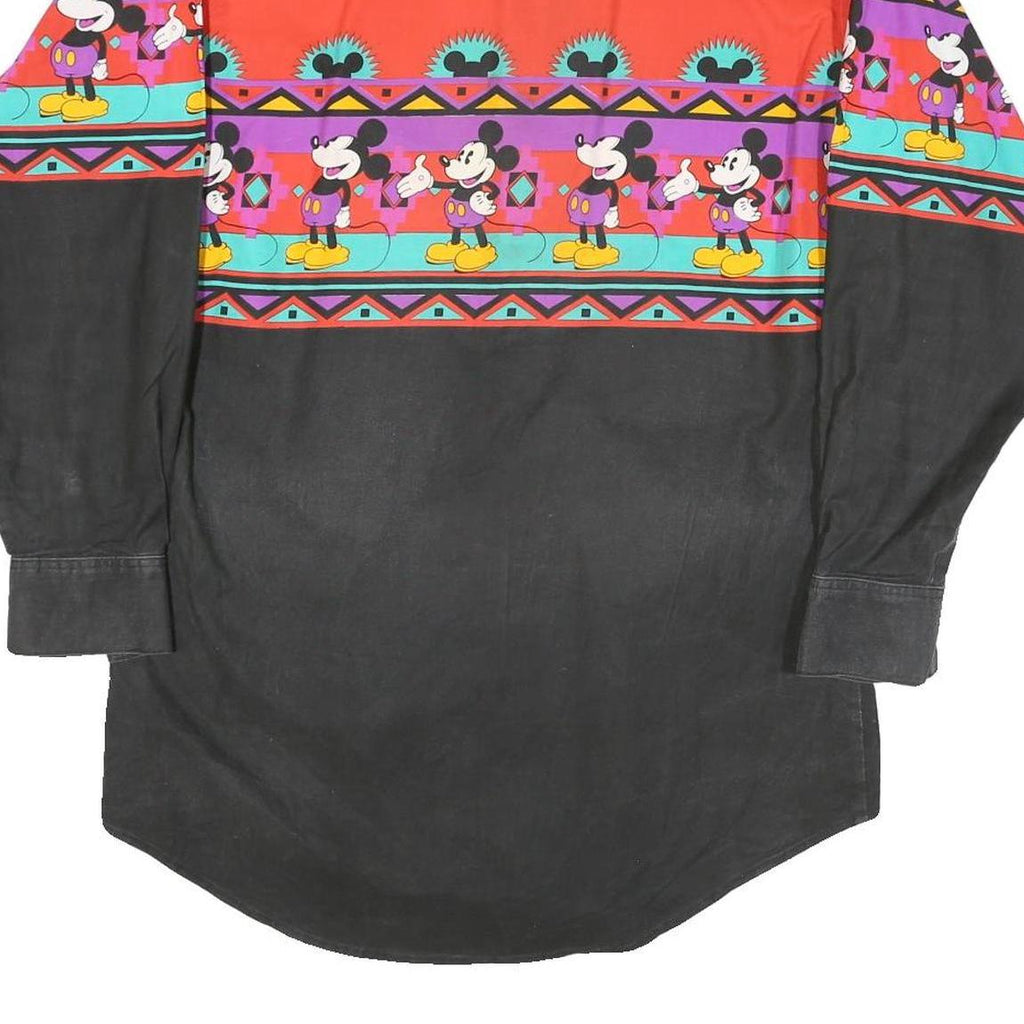 MICKEY & CO Mens Red & Black Cotton Blend Shirt M Vintage Cartoon Long Sleeve