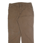 DICKIES Mens Cotton Blend Brown Regular Straight Trousers W38 L32 Workwear Zip