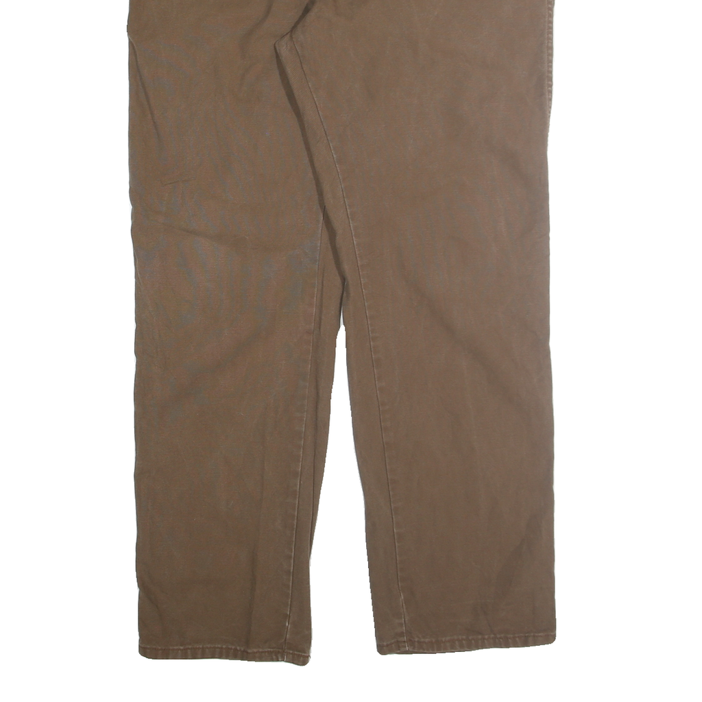DICKIES Mens Cotton Blend Brown Regular Straight Trousers W38 L32 Workwear Zip