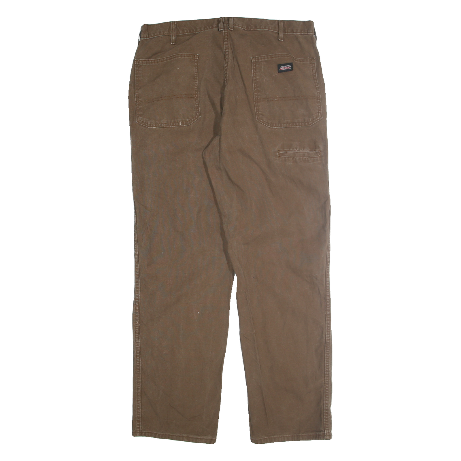 DICKIES Mens Cotton Blend Brown Regular Straight Trousers W38 L32 Workwear Zip
