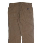 DICKIES Mens Cotton Blend Brown Regular Straight Trousers W38 L32 Workwear Zip