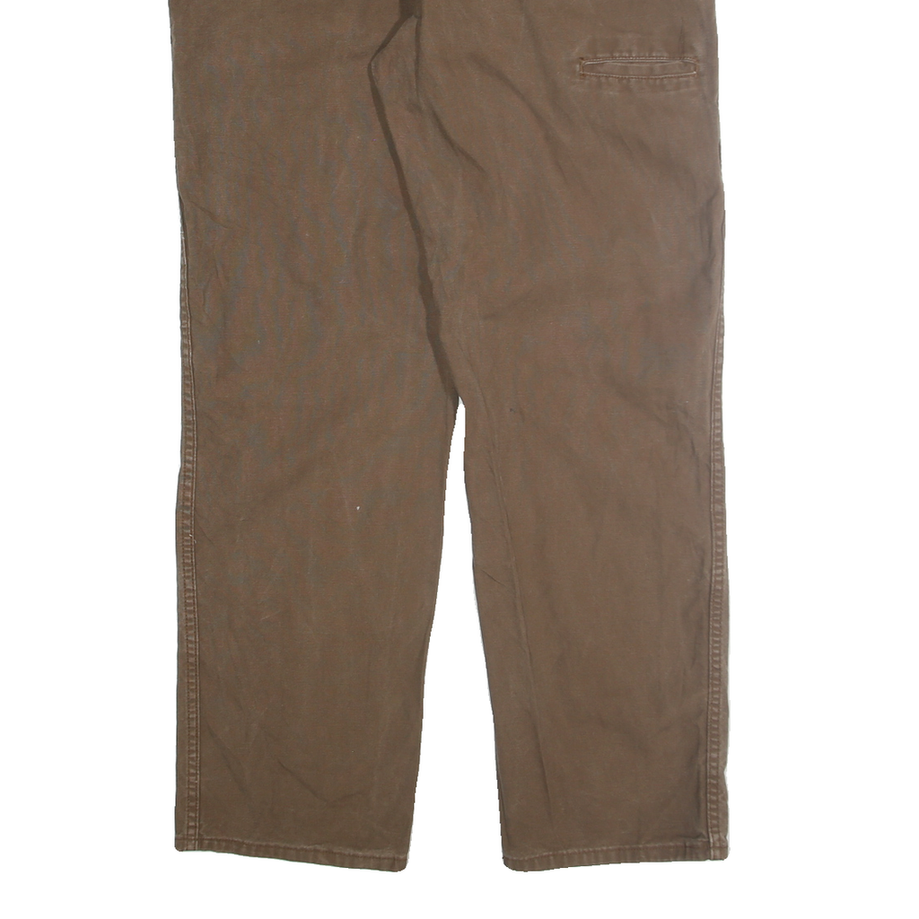 DICKIES Mens Cotton Blend Brown Regular Straight Trousers W38 L32 Workwear Zip