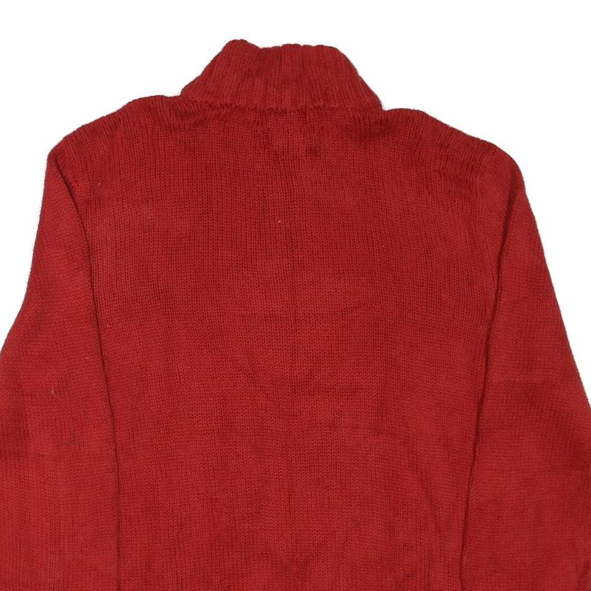 POLO RALPH LAUREN Mens Red Jumper Pullover Plain Half Zip Basic Knit XL Cotton