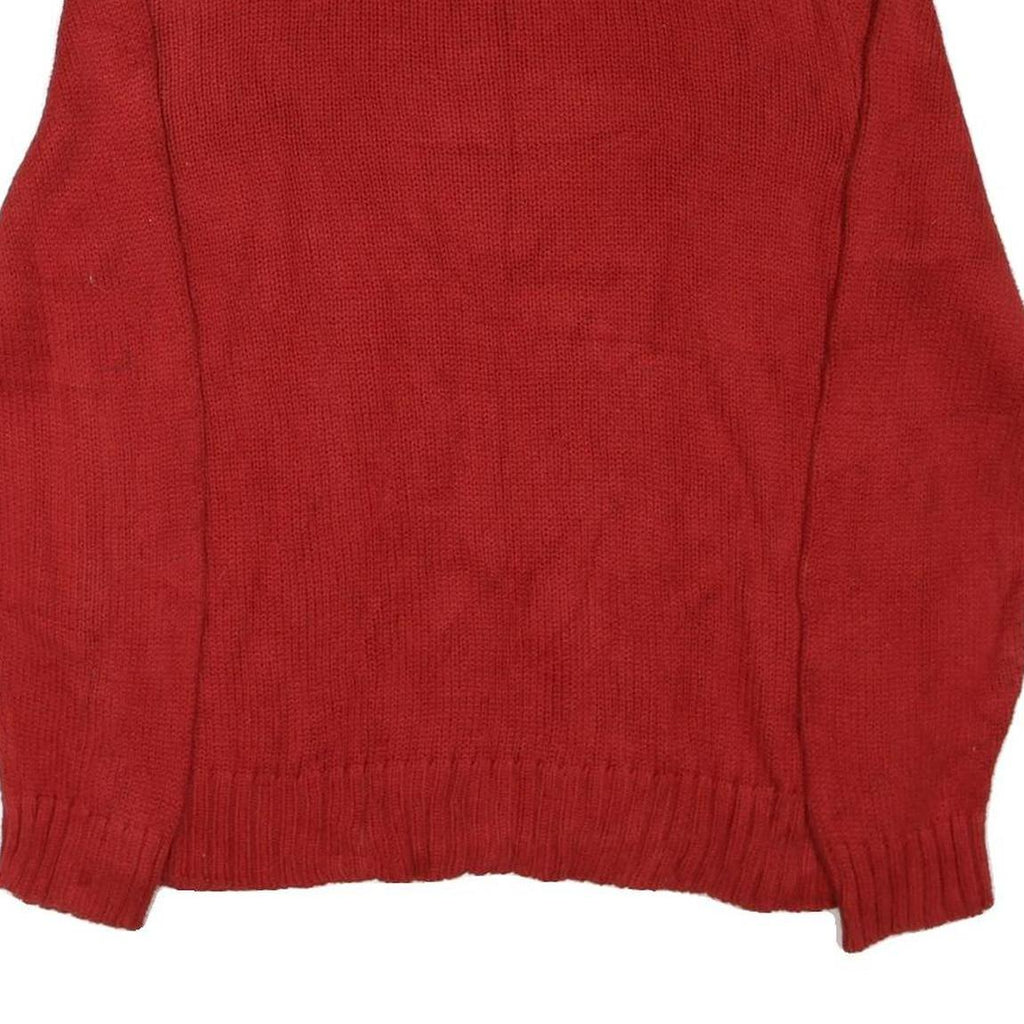POLO RALPH LAUREN Mens Red Jumper Pullover Plain Half Zip Basic Knit XL Cotton