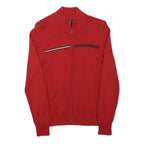 TOMMY HILFIGER Womens Red Zip Up Patterned Crew Neck Basic Knit M Cotton Blend