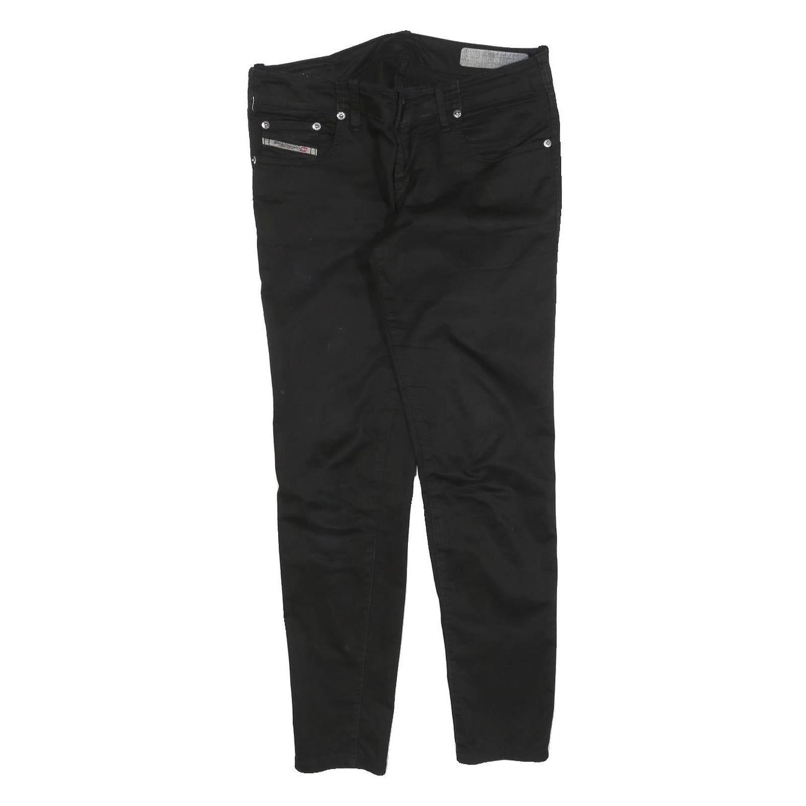 DIESEL Womens Cotton Blend Black Slim Skinny Trousers W32 L26 Zip Closure