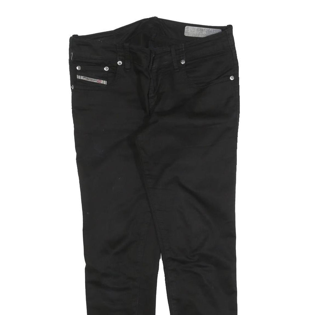 DIESEL Womens Cotton Blend Black Slim Skinny Trousers W32 L26 Zip Closure