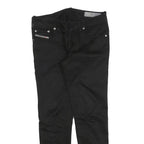 DIESEL Womens Cotton Blend Black Slim Skinny Trousers W32 L26 Zip Closure