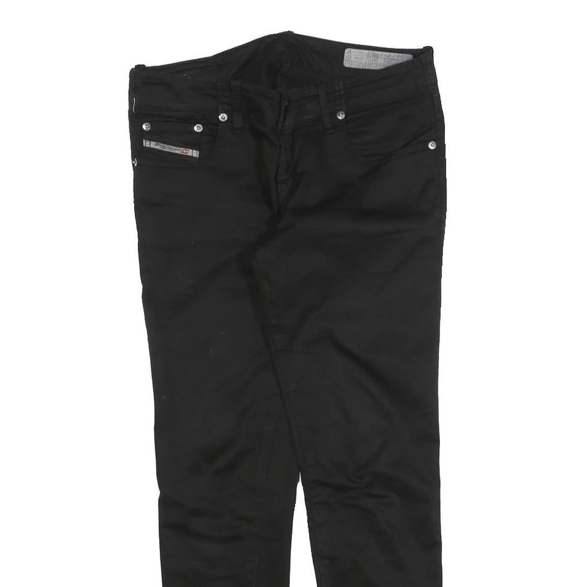 DIESEL Womens Cotton Blend Black Slim Skinny Trousers W32 L26 Zip Closure