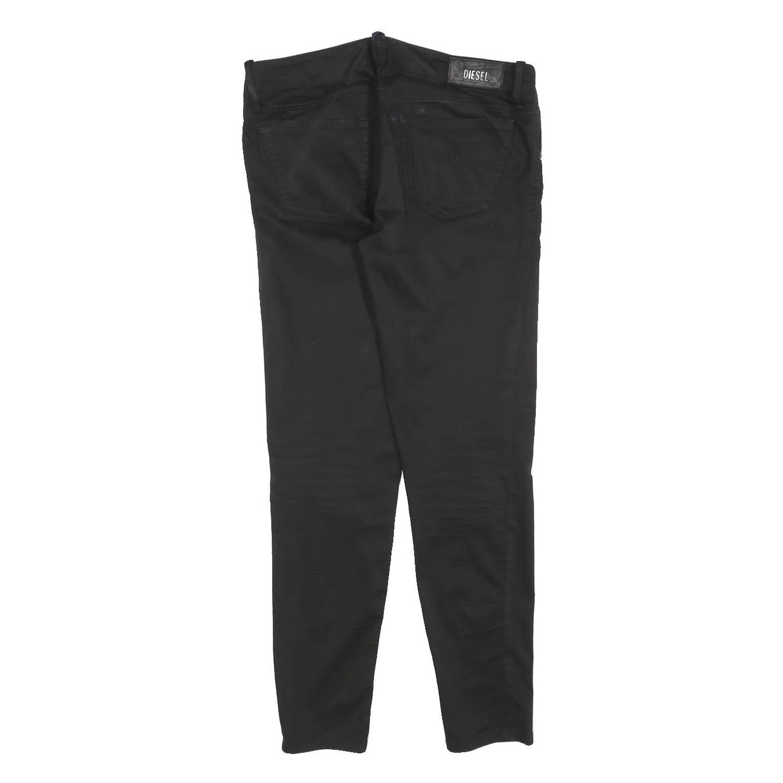 DIESEL Womens Cotton Blend Black Slim Skinny Trousers W32 L26 Zip Closure