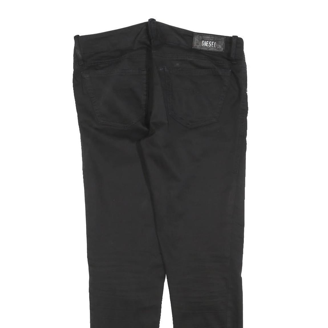 DIESEL Womens Cotton Blend Black Slim Skinny Trousers W32 L26 Zip Closure