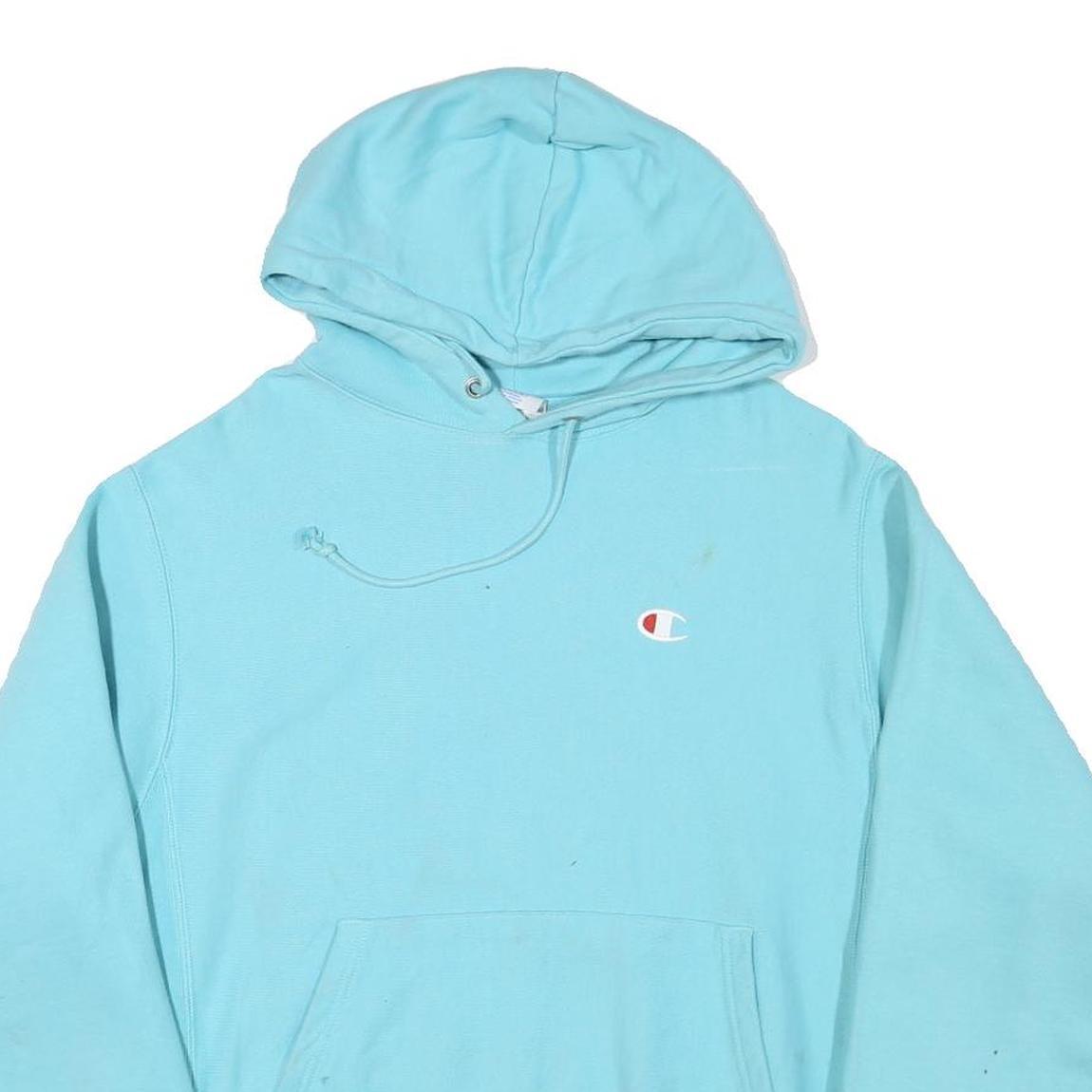 CHAMPION Mens Blue Pullover Hoodie M Cotton Blend Casual Lightweight Sweatshirt