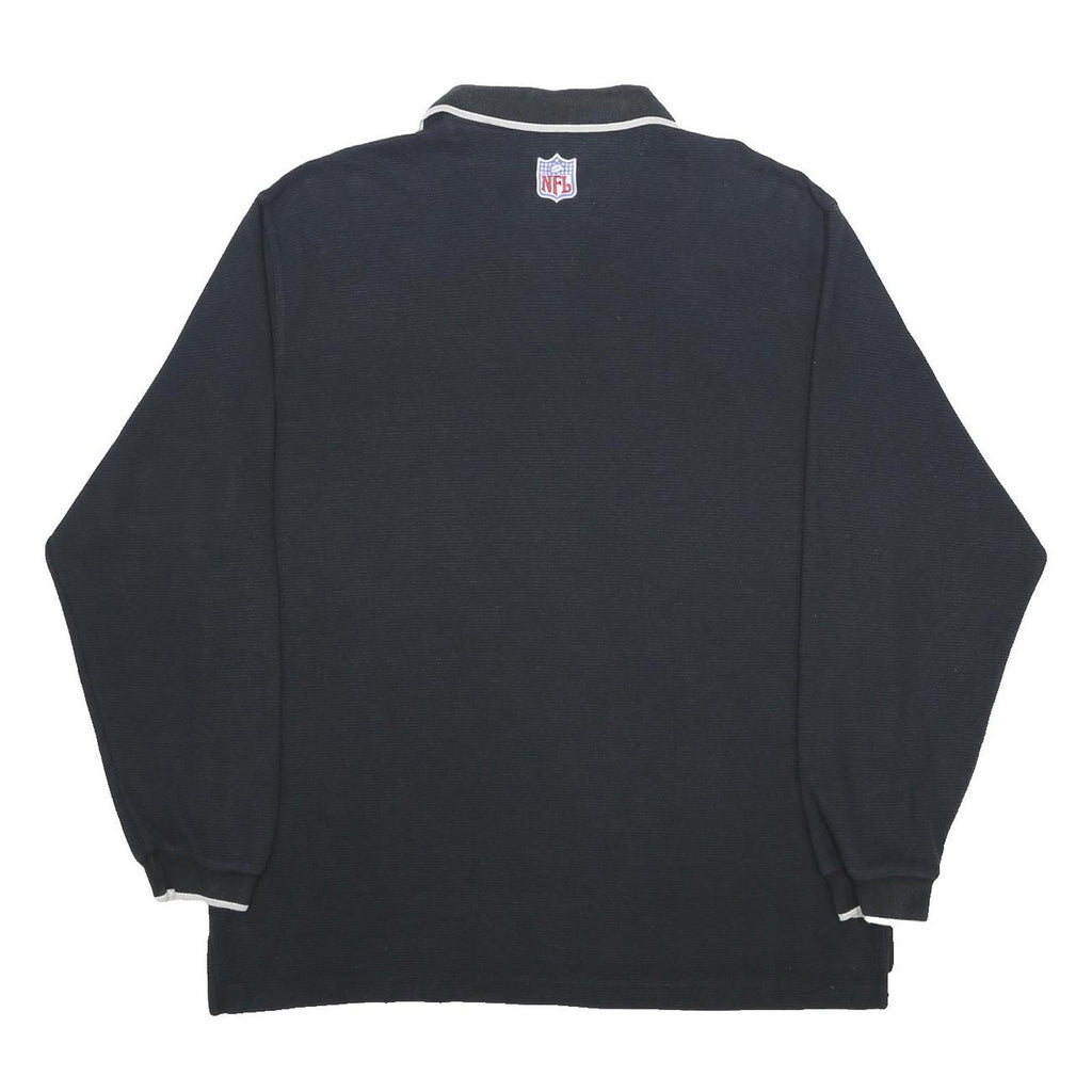 NIKE X NFL Mens Black Long Sleeve Raiders Logo Polo Shirt XL Cotton