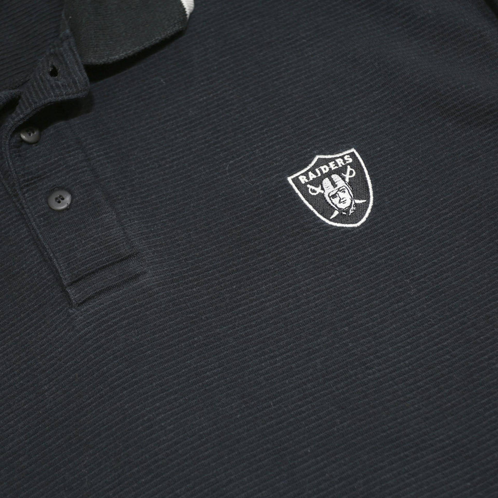 NIKE X NFL Mens Black Long Sleeve Raiders Logo Polo Shirt XL Cotton