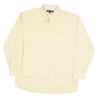 TOMMY HILFIGER Mens Yellow Cotton Blend Shirt XL Button Down Pocket Classic Fit