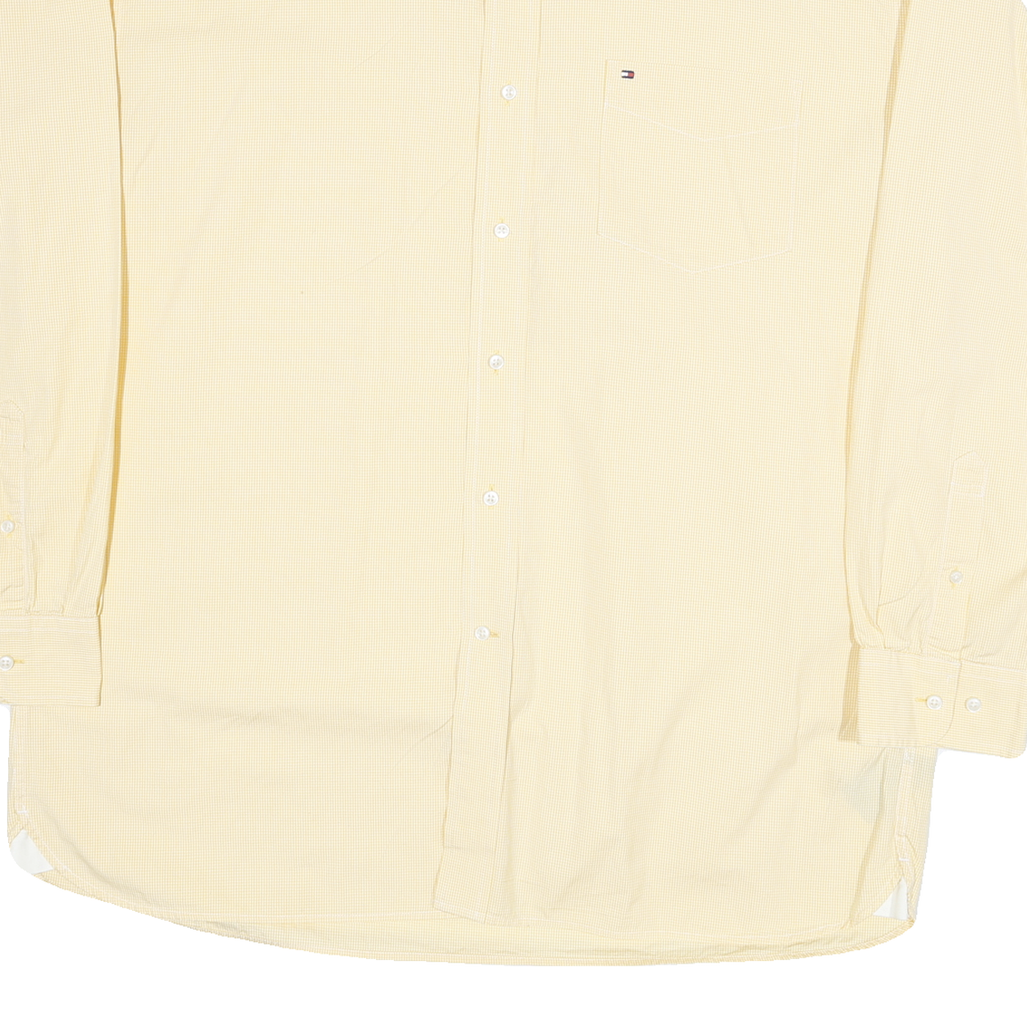 TOMMY HILFIGER Mens Yellow Cotton Blend Shirt XL Button Down Pocket Classic Fit