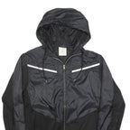 H&M Womens Black & Grey Zip Jacket M Polyester Lightweight Hooded Sportswear