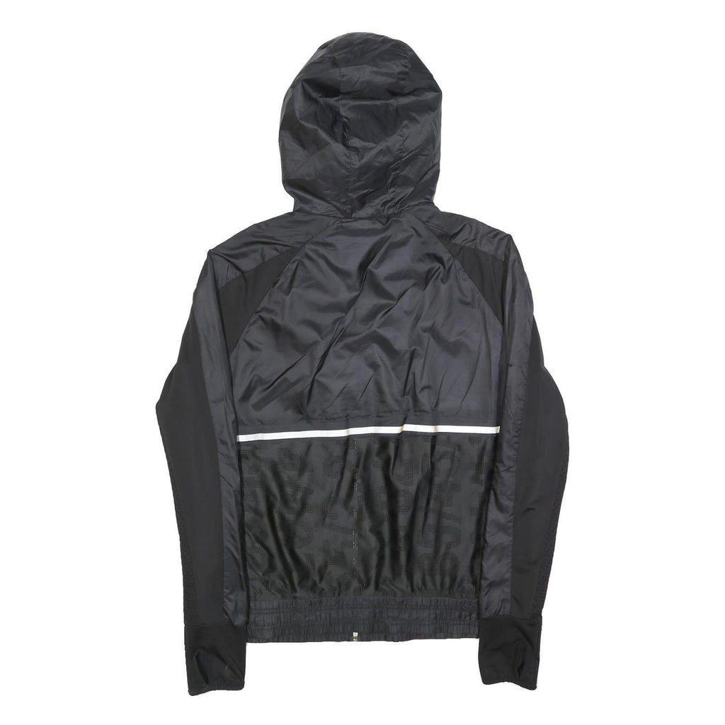 H&M Womens Black & Grey Zip Jacket M Polyester Lightweight Hooded Sportswear