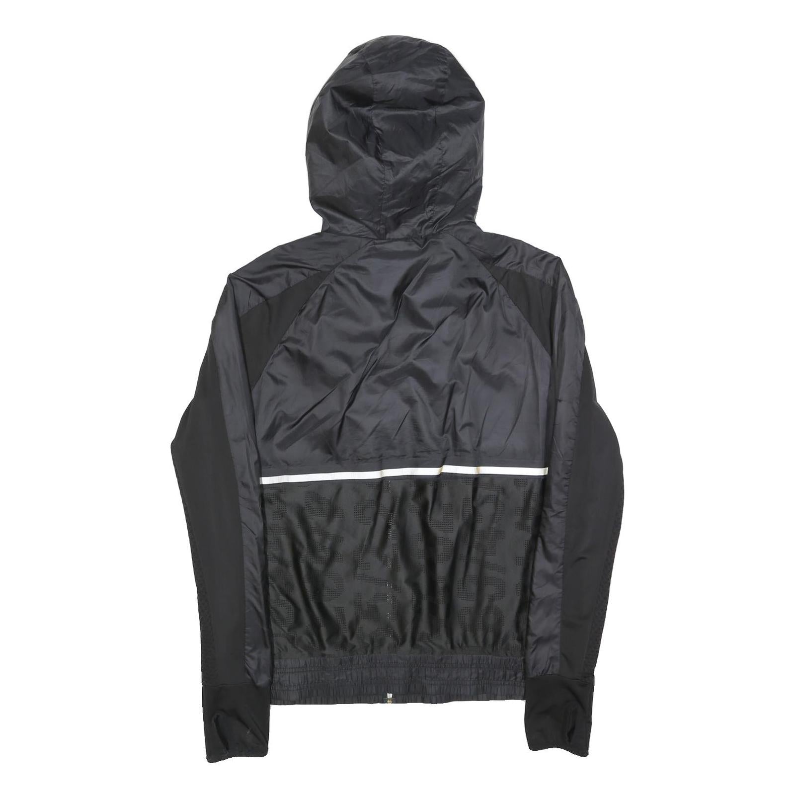 H&M Womens Black & Grey Zip Jacket M Polyester Lightweight Hooded Sportswear