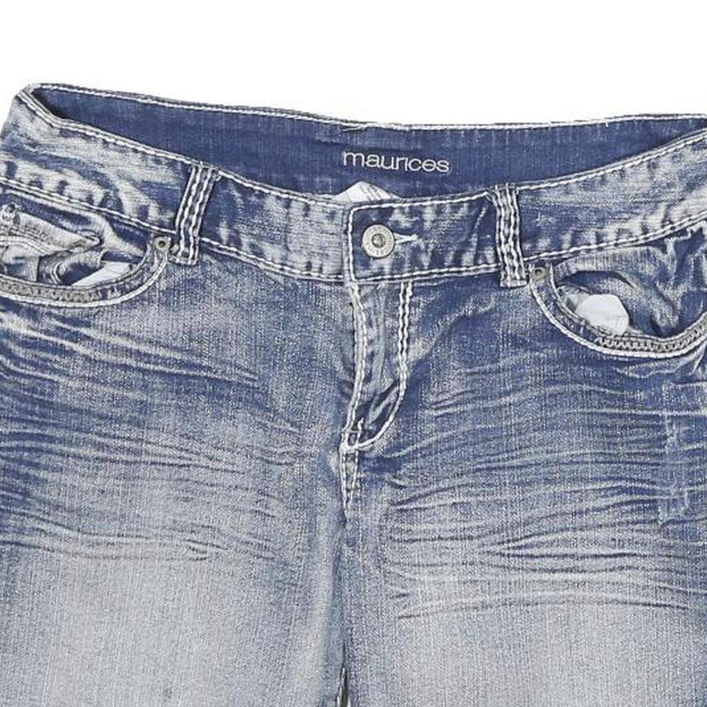MAURICES Womens Denim Blue Casual Shorts L W30 Button Fly Washed Look