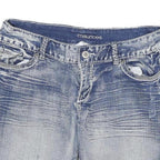MAURICES Womens Denim Blue Casual Shorts L W30 Button Fly Washed Look