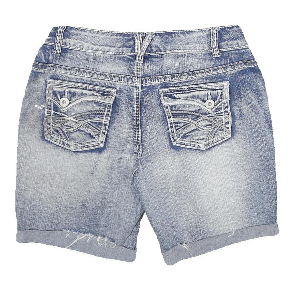 MAURICES Womens Denim Blue Casual Shorts L W30 Button Fly Washed Look