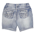 MAURICES Womens Denim Blue Casual Shorts L W30 Button Fly Washed Look