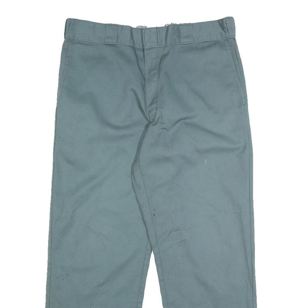 DICKIES Mens Cotton Blend Blue Regular Straight Trousers W34 L27 Workwear Zip