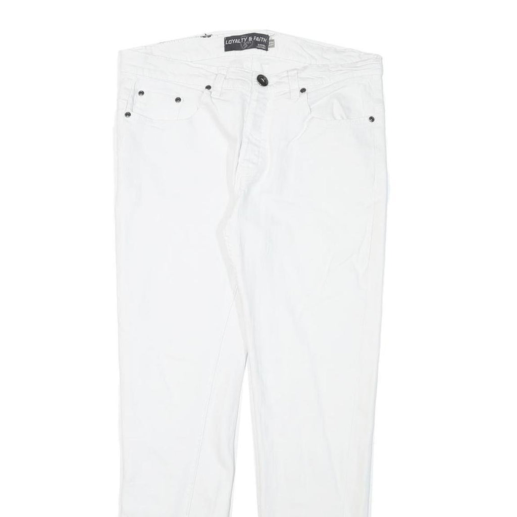 LOYALTY AND FAITH Womens Jeans White Slim Skinny Denim W30 L28 Zip Cotton Blend