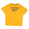 REEBOK Mens Yellow Graphic T-Shirt 2XL Short Sleeve Crew Neck Cotton Blend