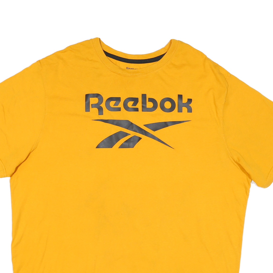 REEBOK Mens Yellow Graphic T-Shirt 2XL Short Sleeve Crew Neck Cotton Blend