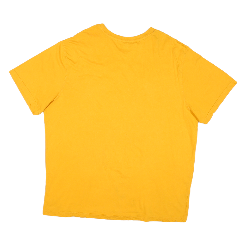 REEBOK Mens Yellow Graphic T-Shirt 2XL Short Sleeve Crew Neck Cotton Blend