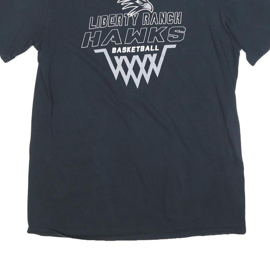 NIKE Mens Black Liberty Ranch Hawks Basketball Graphic T-Shirt M Crew Neck Short