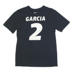 NIKE Mens Black Liberty Ranch Hawks Basketball Graphic T-Shirt M Crew Neck Short