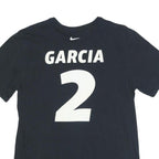 NIKE Mens Black Liberty Ranch Hawks Basketball Graphic T-Shirt M Crew Neck Short