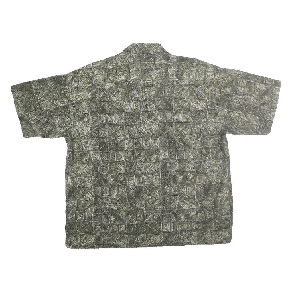 COOKE STREET Mens Green Cotton Casual Shirt XL Printed Relaxed Fit Hawaiian