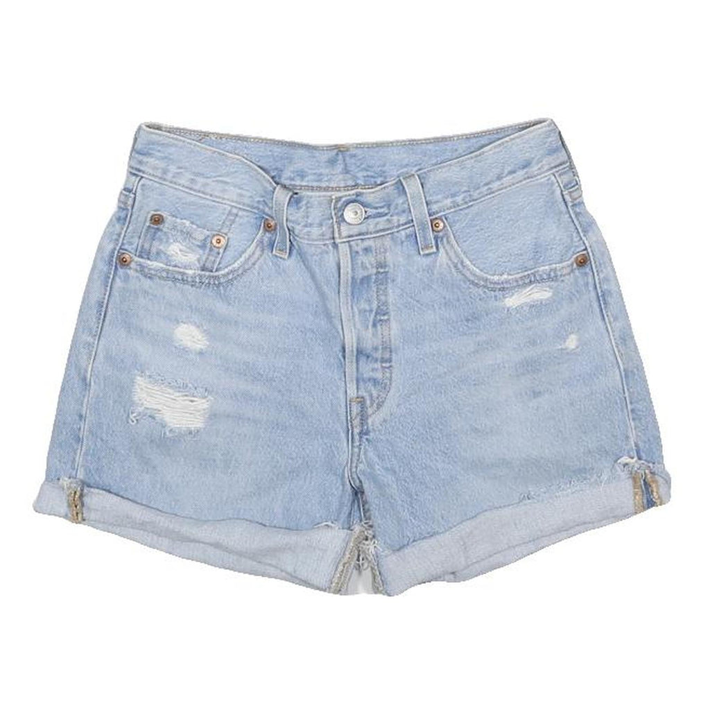 LEVI'S Womens Light Blue Denim Casual Shorts XS W25 Distressed Cuffed