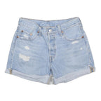 LEVI'S Womens Light Blue Denim Casual Shorts XS W25 Distressed Cuffed