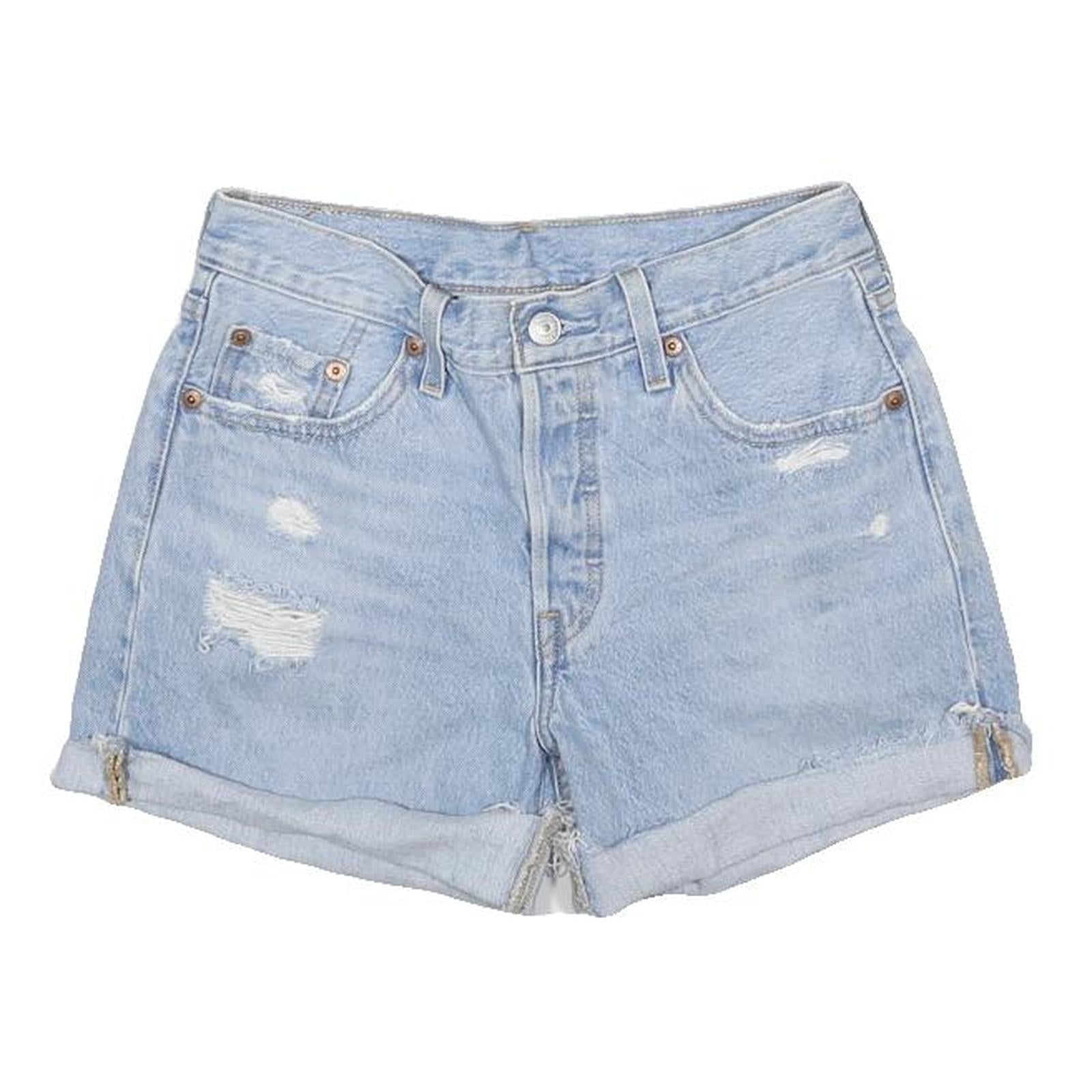 LEVI'S Womens Light Blue Denim Casual Shorts XS W25 Distressed Cuffed